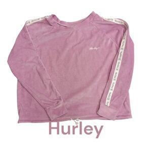 Hurley Cropped Corduroy Long Sleeve T-Shirt Pullover Top Pink Women’s Small